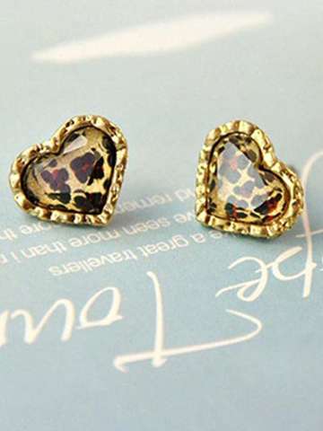 Beautiful Sexy Wild Leopard Sweet Heart Ear Stud Earrings Women Girls Fashion Jewelry