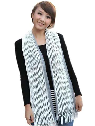 Korea's new Lady Fringed Hollow Scarf women knitting Infinite neck scarf Winter warm wool shawls tassel Fashion thickening scarf