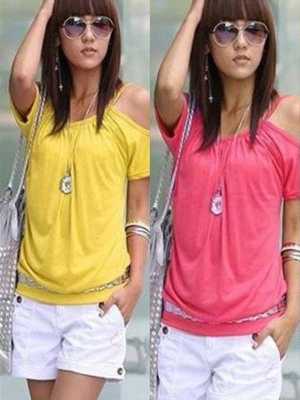 Trendy Women T-Shirt Off Shoulder Batwing Short Sleeve Top Blouse Comfortable