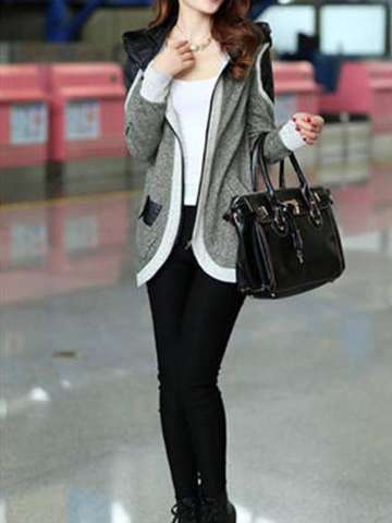 Fashion Women Hoodie Coat Jumper Zip Hooded Long Sleeve Jacket Knit Cardigan Top