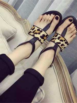 Summer Leopard Flat Thong Sandals Women Flats