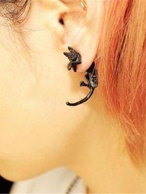 1 PCS Popular Long Tail Small Leopard Cat Puncture Girls And Boys Stud Earrings