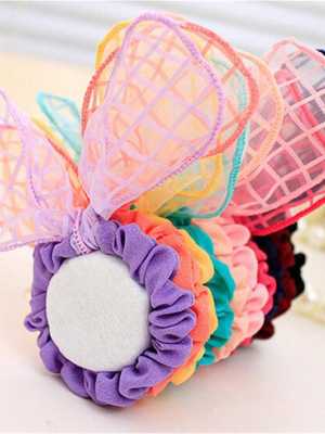 Korean jewelry wholesale Mesh Grid Ribbon Rabbit Ears Bow Hair Band Hair Rope Hair Accessories