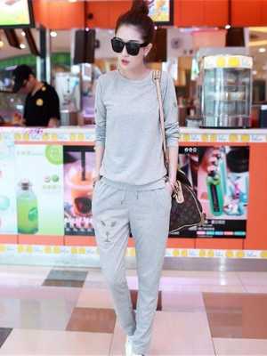 Women Winter Warm Suit Sportswear Long Sleeve Sport T-shirt Pant Suit