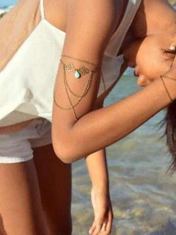 Womens Fashion Unique Tassel Chain Upper Arm Cuff Armlet Armband Bangle Pendants Chain Bracelet