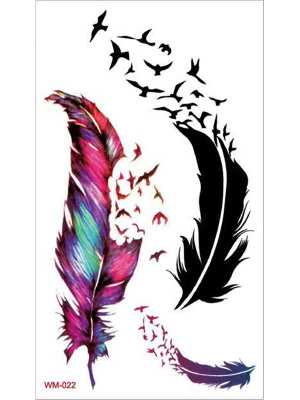 Multicolour Sexy Feather Bird Flock Temporary Waterproof Tattoo Stickers for Make up Henna Harajuku