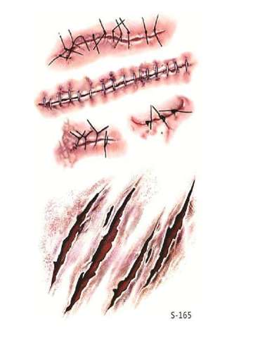 Party&Cosplay Costume Accessories Waterproof Temporary Suture Needle Bleeding Wound Scar Tattoo Body Art Stickers