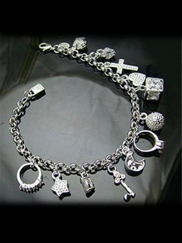 New Sterling Silver Plated Fashion Women 13 Charm pendant Beautiful Bracelet