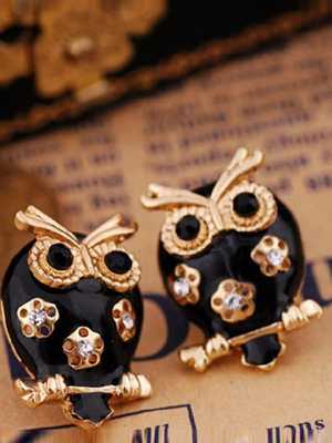 New Women's Fashion Earrings vintage Black Owl stud Earrings jewelry  for women hot sale