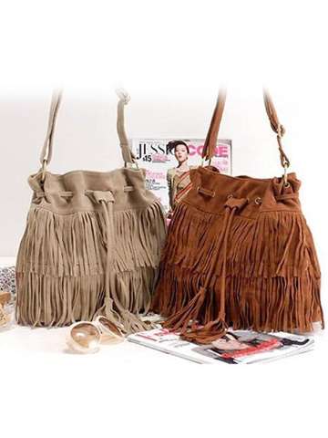 New Stylish HOT Faux Suede Fringe Tassel Shoulder Bag Women's Fashion Handbags Messenger Bag
