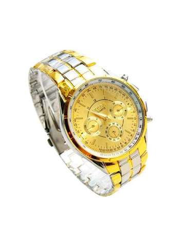 Unisex Fashion Business All Metal Quartz Analog Round Dial Wrist Watches Women's Watches