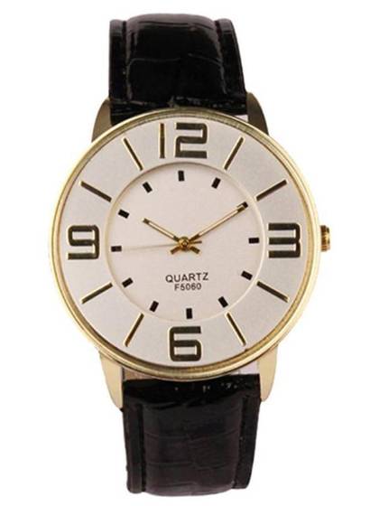 Large Round Case Fashion Casual Analog Quartz Faux Leather Wrist Women's Watches