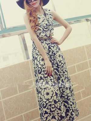 Womens Floral Maxi Long Casual Summer Beach Party Chiffon Dress