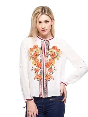 Europe Style Chiffon Floral Tops Blouse Shirts S M L StylishBlouses