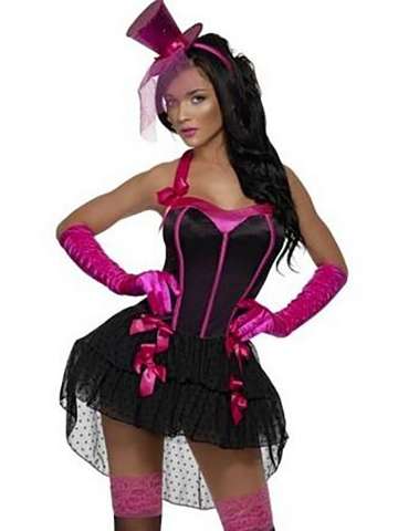 Luxurious Salon Girl Burlesque Cabaret Costume Fancy Party Dress Halloween & Hat