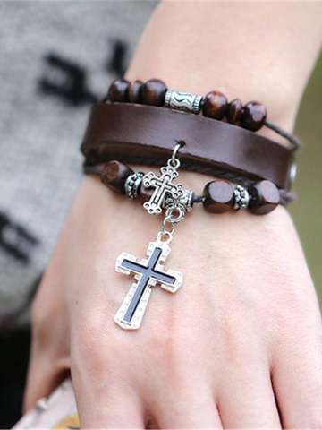 Cross cowhide leather bracelet jewelry leather decoration accessories
