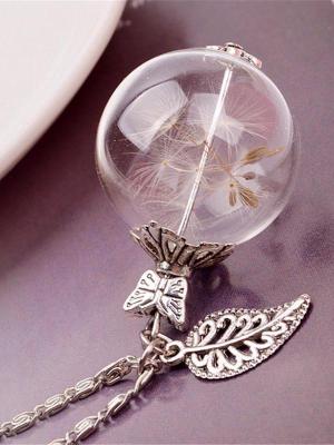 New Women's Fashion Stylish Silver Crystal Ball Dandelion Pendant Necklace,Trending Womens Necklaces & Pendants From Milkle Gift