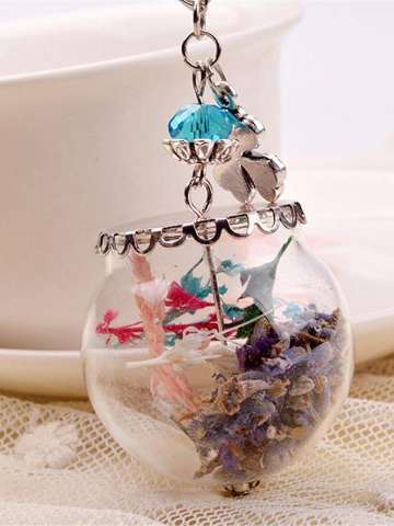 DIY handmade jewelry butterfly pendant glass Sen Department dandelion drift bottle pendant necklace