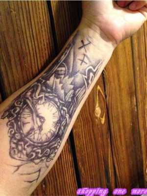 Waterproof Clock Punk Style Tattoo Sticker Temporary For Arm Leg