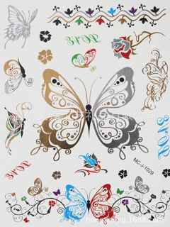 Waterproof Butterfly Punk Style Tattoo Sticker Temporary For Arm Leg