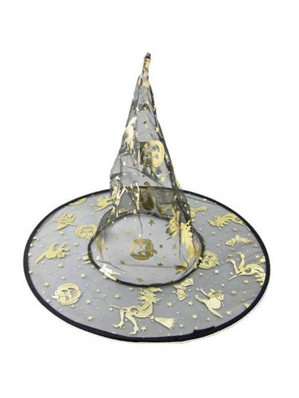 Pumpkin Pattern Masquerade Party Props Halloween Costume Kids Children Accessories Bronzing Witch Wizard Cap Hat