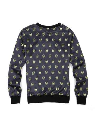 Men's Sweatershirt Special Skulls Digital Print Round Neck Long Sleeve Crewnecks sweatshirt