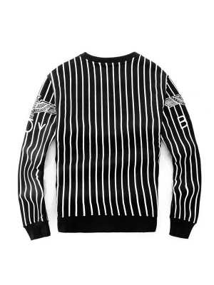 Cool Vertical Stripes Boy London Digital Print Round Neck Long Sleeve Crewnecks Sweatshirts & Hoodies