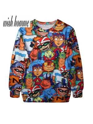 Mens 3D cartoon T-shirt Sweater Sweatshirt Hoodie Pullover Tops Sweatshirts & Hoodies