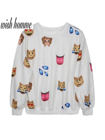 Mens 3D Cute Face T-shirt Sweater Sweatshirt Hoodie Pullover Tops Sweatshirts & Hoodies