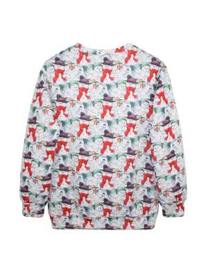 Holiday Season Christmas Santa XMAS Snowman Hugs Print Pullover Sweater Winter Fashion