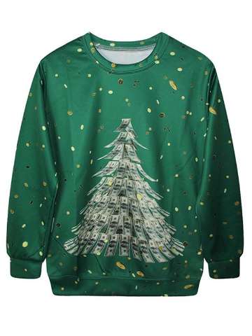 Fashion Women's Xmas Tree Loose Sweatshirt Top Sweatshirts & Hoodies