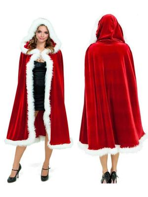 Red Velvet Santa Cape Cloak Christmas Fancy Dress Wedding Deluxe Santa Costume