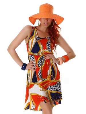 Fashion Orange 60's Chic Vintage Retro Paisley Printed Boho Maxi Summer Dress