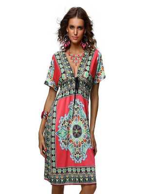 Women's Summe Fashuon Short Sleevel Milk Silk Casual Dress