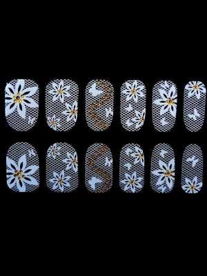 New 3D Lace Crystal Nail Art Tips Sticker Decal Full Wraps DIY Decorations