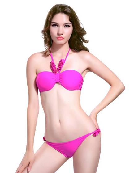 2015 Women's Fashion Sexy Halterneck Swimsuit Bikini Beach Bathing Top And Bottom Set Swimwear