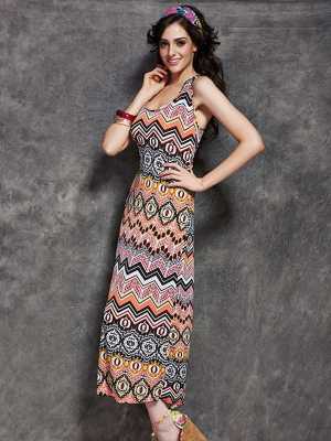 Vintage Aztec Print Summer Maxi Boho Long Dress Maxi Dresses Beach Wear Maxi Dresses