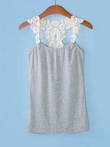 Vintagerose-Lace Back Tank Top