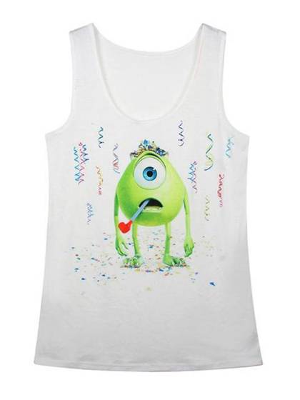 Women's Funny Picture Print Crop Tops New Fashion Tanks (White)