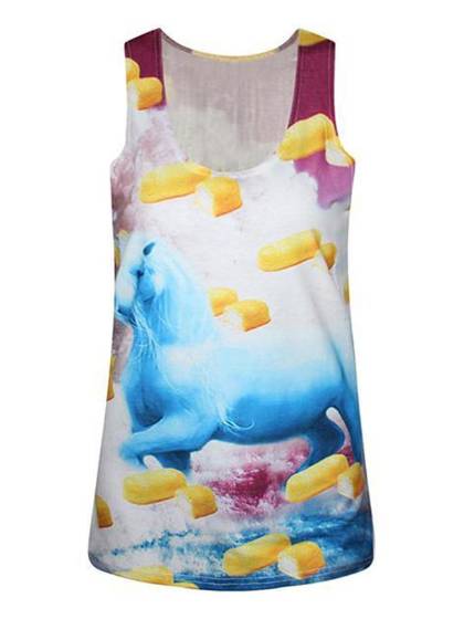 Women's Pony Digital Print Fashion Crop Tops Nice Looking Tanks