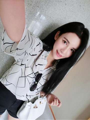 New Women Loose Leisure Stripe Print Turndown Neck Bracelet Seven Sleeve Shirt Top