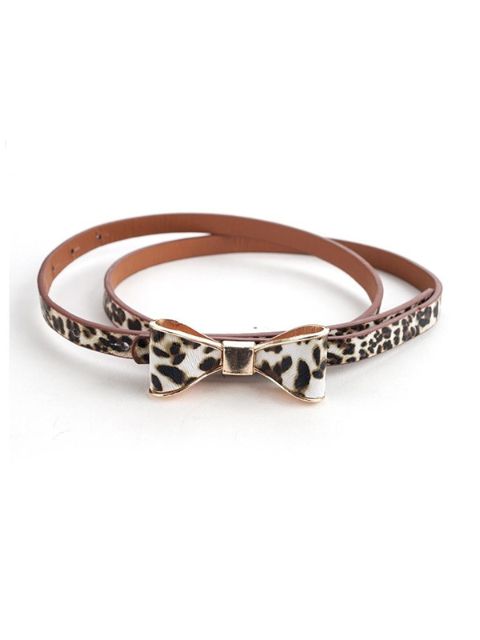 Women Lady Candy Waistband Leather Bow Thin Cute Buckle Waist Belts