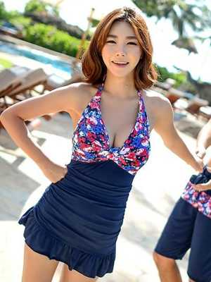 Sexy Women Lady High Waist Plus Size Bikini Print Top Tassel Swimwear Swimsuit Monokini