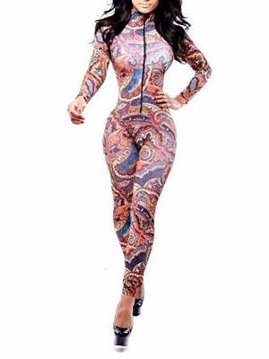 Trendy WOMEN'S Multi-color The Paisley Jamboree Bandage Bodycon Jumpsuit Catsuit Romper Bodysuit