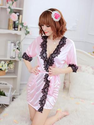 Women Sexy  Lingerie Temptation Deep V Perspective Pajamas Gauze Sleepwear