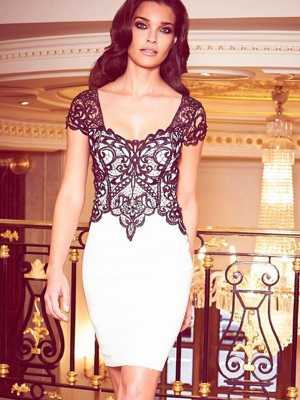 Fashion Hollow Out Lace All-match Slim Bodycon Dress Evening Party Clubwear S M L XL_trq