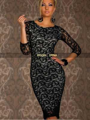 Quality Seductive White Lace Covered 2 Layer Long Sleeves Cocktail Prom Dress Clubwear