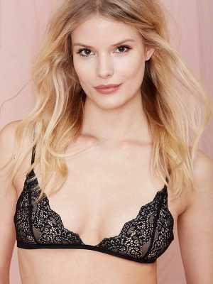 Fishnet Faux Leather Bra Wireless Brassiere See Through Bralette Crop Top Triangle Bra _trq