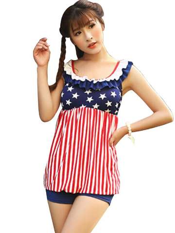 2015 NEW! Women's Fashion Korea Small Dots Cute Gather Swimsuit Bathing Suit Monokini