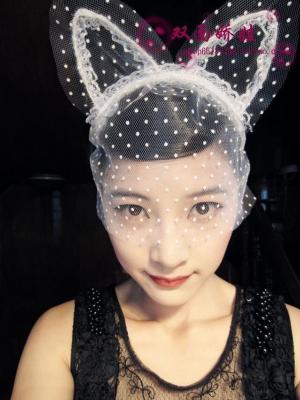 Costume Accessories Sexy Black/White Lace Banny Ears Nightclub Dance Ball Eye Mask Halloween